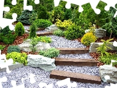 Stairs, Garden, Stones