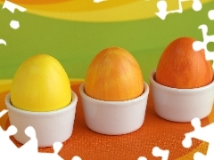 Three, color, stands, eggs