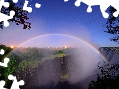 forest, Great Rainbows, star, waterfall