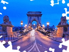 statues, lions, Budapest, Chain Bridge, Hungary