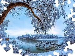 Stavropol Krai, Russia, snow, Snowy, viewes, Terek River, winter, trees