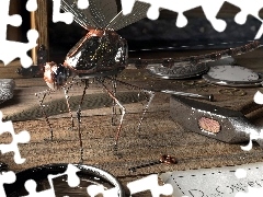 Clockwork, tools, Steampunk, dragon-fly