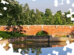 stone, bridge, Park, lake, Tsaritsyno