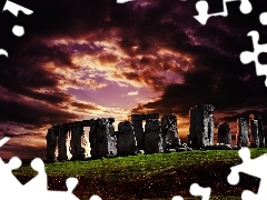 rocks, Sky, Stonehenge, dark