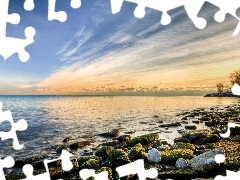 Stones, lake, clouds