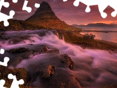 Stones, VEGETATION, Kirkjufell Mountain, waterfall, iceland