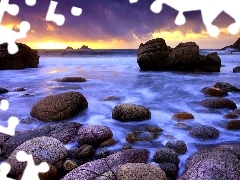 Stones, sea, Waves