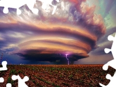 Storm, clouds, Field