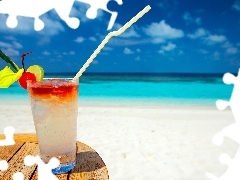 sea, Drink, Straw, table