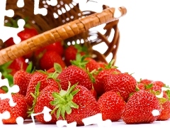 strawberries, wicker, basket