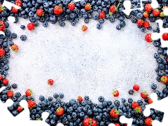 strawberries, frame, blueberries