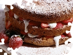 cake, strawberries