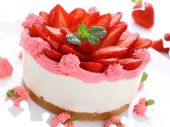 strawberries, Cake, cake