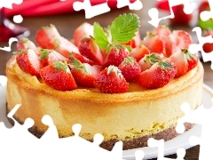 strawberries, cake, cheesecake