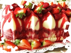 cheesecake, cold, strawberries, an