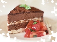 strawberries, Cake, chocolate