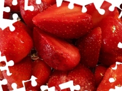 strawberries, Halves, juicy