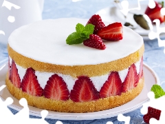 Strawberry, cake, Creamy