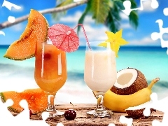summer, holiday, fruit, cocktails, color