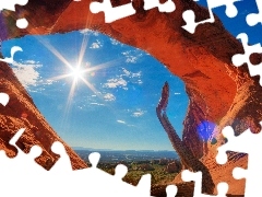 canyon, rays, sun, Sky