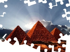 sun, Pyramids, clouds