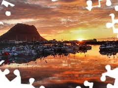 Harbour, west, sun, Boats