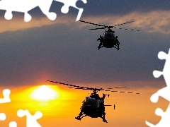 sun, helicopters, west