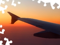 wing, west, sun, plane