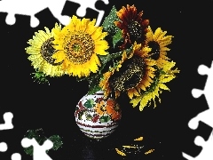 sunflowers, bouquet, Flowers