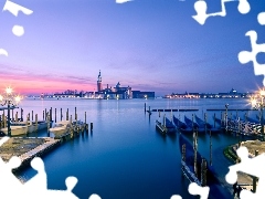 Great Sunsets, Gondolas, San Giorgio Maggiore, Italy, Venice