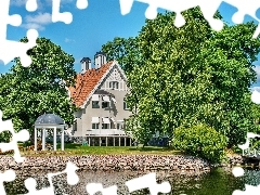 house, River, Sweden, arbour