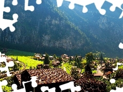 Mountains, Lauterbrunnen, Switzerland, Houses