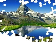 Mountains, Matterhorn, Switzerland, lake