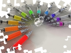 Syringes, Heart, color