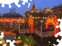 Szanghai, China, Pond - car, lighting, House