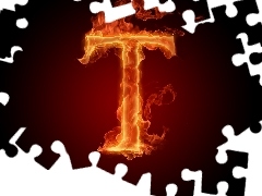 T, Flame, letter