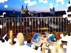 table, dinner, Czech Republic, Balcony, Prague