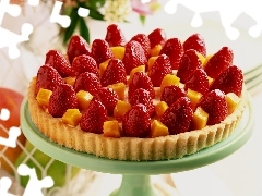 strawberry, cake tin, tart