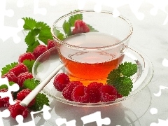 tea, Raspberries, mint