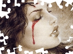 tear, girl, Blood