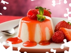 dessert, raspberries, teaspoon, strawberries