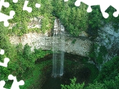 waterfall, forest, Tennessee, lake