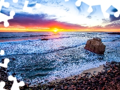 San Diego, The United States, Great Sunsets, Stones, sea, State of California