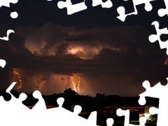 Night, Lightning, thunderbolt, Storm