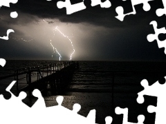 thunderbolt, sea, pier