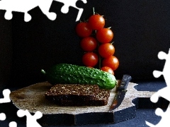 tomatoes, breakfast, cucumber, spray, bread