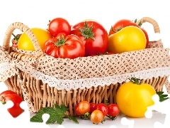 tomatoes, basket, Colorful