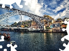 River, Portugal, Boats, Porto, Town, bridge
