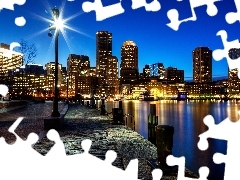 Boston, The United States, skyscrapers, Town, illuminated