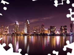 San Diego, illuminated, Town, Night